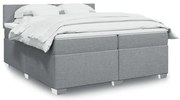vidaXL Κρεβάτι Boxspring με Στρώμα Ανοιχτό Γκρι 200x200 εκ. Υφασμάτινο