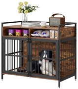 VEVOR Furniture Style Dog Crate with Storage, 41 inch Dog Crate Furniture Large Breed with Double Doors, Wooden Dog Cage for Large/Medium Dog Indoor, Hold up to 70 lbs, Rustic Brown