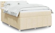 vidaXL Κρεβάτι Boxspring με Στρώμα Κρεμ 140x200 εκ. Υφασμάτινο