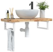 vidaXL Ράφι Νιπτήρα Τοίχου από Ατσάλι / Μασίφ Ξύλο Ακακίας