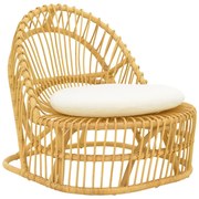 Πολυθρόνα Tromso paakoworld pe rattan σε φυσική απόχρωση με εκρού χρώμα μαξιλάρι 80x85x98εκ Υλικό: TEAK WOOD 343-000095