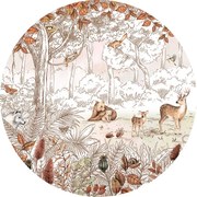 Forest Friends Autumn II Ταπετσαρια Τοιχου Καφε Στρογγυλη 80cm