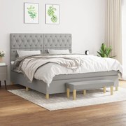 Κρεβάτι Boxspring με Στρώμα Αν. Πράσινο 160x200εκ Υφασμάτινο - Γκρι