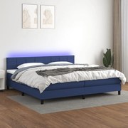 vidaXL Κρεβάτι Boxspring με Στρώμα & LED Μπλε 200x200 εκ. Υφασμάτινο