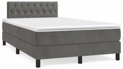 vidaXL Κρεβάτι Boxspring με Στρώμα Σκούρο Γκρι 120x190 εκ. Βελούδινο