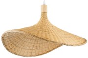 01719 GloboStar®  CUBA 01719 Boho Κρεμαστό Φωτιστικό Ανάρτηση Μονόφωτο 1 x E27 IP20 Μπεζ Ξύλο - Μ53 x Π53 x Υ30cm