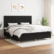 vidaXL Κρεβάτι Boxspring με Στρώμα Μαύρο 200x200 εκ. Υφασμάτινο