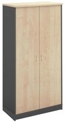 WOODWELL ΕΟ126,5ΝΤΟΥΛΑΠΑ-Α Γραφείου Δίφυλλη, 4 Ράφια, Απόχρωση Dark Grey - Beech 80x40x172cm ΕΟ126,5