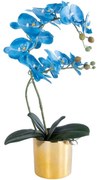 Τεχνητό Φυτό Σε Κασπώ Orchid 21130 Φ26x43cm Multi-Blue GloboStar Πηλός,Ύφασμα