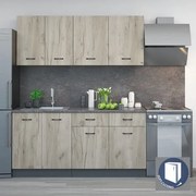 Σύνθεση Κουζίνας Naya 180x48x90cm Anthracite + Grey craft - GRA830