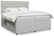 vidaXL Κρεβάτι Boxspring με Στρώμα Ανοιχτό Γκρι 200x200 εκ. Βελούδινο