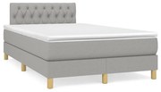 Κρεβάτι Boxspring με Στρώμα Ανοιχτό Γκρι 120x190 εκ. Υφασμάτινο - Γκρι