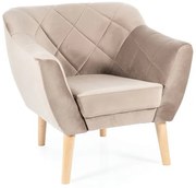 FOTEL KARO 1 VELVET CIEMNY BEŻ BLUVEL 40 / BUK DIOMMI-80-2778