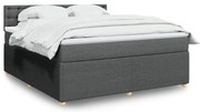 vidaXL Κρεβάτι Boxspring με Στρώμα Σκούρο Γκρι 180x200 εκ Υφασμάτιν