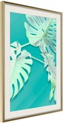 Αφίσα - Teal Monstera - 40x60 - Χρυσό - Με πασπαρτού