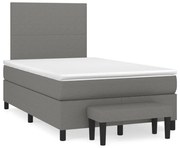 Κρεβάτι Boxspring με Στρώμα Σκούρο Γκρι 120x190 εκ Υφασμάτινο - Γκρι