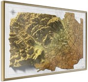 Αφίσα - Raised Relief Map: Vienna - 60x40 - Χρυσό - Χωρίς πασπαρτού