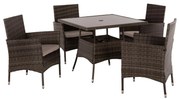 Σετ κήπου Τραπεζαρία HM5965 5 τεμ Rattan Καφέ - Μέταλλο - Γυαλί