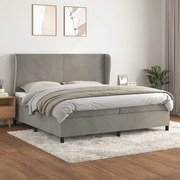 vidaXL Κρεβάτι Boxspring με Στρώμα Ανοιχτό Γκρι 200x200 εκ. Βελούδινο