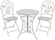 Τραπεζαρία Abriel pakoworld σετ 3τεμ μέταλλο σε αντικέ γκρι απόχρωση