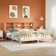 vidaXL Κρεβάτι Βιβλιοθήκη Χωρίς Στρώμα 180x200 εκ Μασίφ Ξύλο Πεύκου