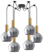 SE21-GM-4-BL6-GL2 ADEPT TUBE Gold Matt Pendant Smoked Glass+