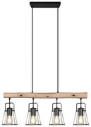 Φωτιστικό Οροφής - Ράγα Jaipur R30614032 4xE27 25W 80x150cm Natural-Black RL Lighting Μέταλλο,Ξύλο