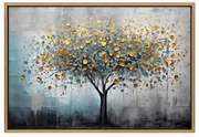 Πίνακας σε καμβά \&quot;Gold Tree\&quot; Megapap ψηφιακής εκτύπωσης με κορνίζα χρώμα χρυσό 140x100x3εκ.