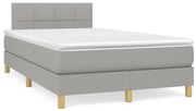 vidaXL Κρεβάτι Boxspring με Στρώμα &amp; LED Αν.Γκρι 120x190εκ. Υφασμάτινο