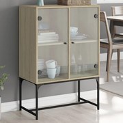 vidaXL Βοηθητικό Ντουλάπι Sonoma Δρυς 69x37x100 εκ. με Γυάλινες Πόρτες