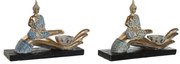 Διακοσμητική Φιγούρα DKD Home Decor 25,7 x 8 x 16 cm Μπλε Βούδας Τυρκουάζ Ανατολικó Μαρινάτος (x2)