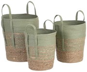 Σετ καλαθιών 42 x 42 x 48 cm Μέντα Φυσική ίνα (3 Τεμάχια)