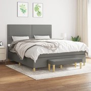 Κρεβάτι Boxspring με Στρώμα Σκούρο Γκρι 180x200 εκ Υφασμάτιν - Γκρι