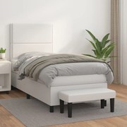 vidaXL Κρεβάτι Boxspring με Στρώμα Λευκό 80 x 200 εκ. Συνθετικό Δέρμα