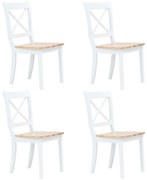 vidaXL Καρέκλες Τραπεζαρίας 4 Τεμ. Λευκό/Αν. Ξύλο Μασίφ Ξύλο Καουτσούκ