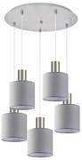 SE21-NM-4-5NM-SH2 ADEPT TUBE Nickel Matt Pendant Grey Fabric Shade+