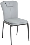 ANDRIA Καρέκλα Τραπεζαρίας- Κουζίνας, Μέταλλο Βαφή Μαύρο, Pu Ανοιχτό Γκρι