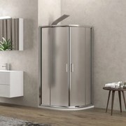 Karag New Flora 200 Καμπίνα Ντουζιέρας Ημικυκλική με fabric κρύσταλλο &amp; Συρόμενη Πόρτα 90x90x180cm Χρωμέ