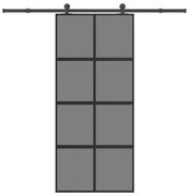 vidaXL Συρόμενη πόρτα με σετ υλικού 90x205 cm από γυαλί και αλουμίνιο