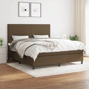 Κρεβάτι Boxspring με Στρώμα Σκούρο Καφέ 180x200 εκ Υφασμάτινο - Καφέ