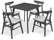 Tραπεζαρία Benson - Orlean pakoworld σετ 5τμχ rustic grey - ύφασμα γκρι 80x80x75εκ