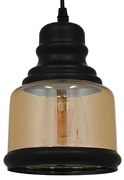GloboStar OLIVER 01506 Vintage Κρεμαστό Φωτιστικό Οροφής Μονόφωτο 1 x E27 Γυάλινο Μελί Διάφανο Φ15 x Υ21.5cm - 01506