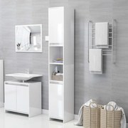 vidaXL Στήλη Μπάνιου Γυαλιστερό Λευκό 30 x 30 x 183,5 εκ. Επεξ. Ξύλο