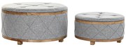 Σκαμπό DKD Home Decor   Φυσικό Ξύλο πολυεστέρας Ανοιχτό Γκρι (80 x 80 x 43 cm)