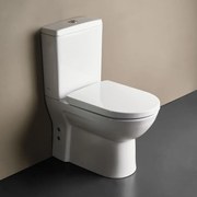 Serel Vela 671200SC Πορσελάνινη Λεκάνη Χ.Π. BTW 61cm με καζανάκι 3/6Lt και κάλυμμα βακελίτη SLIM Soft Close αποσπώμενο