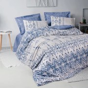 Σετ παπλωματοθήκη Cleo Cotton Box 3 τμχ Μονή (160x220) χρώμα μπλε