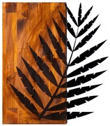 Διακοσμητικό Τοίχου Leaf 899SKL1239 50x58cm Walnut-Black Wallity Μέταλλο,Ξύλο