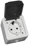 Adeleq Πρίζα Σούκο Μονή Εξωτερική Στεγανή IP54 16A Γκρι 13-15501223