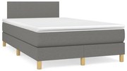 vidaXL Κρεβάτι Boxspring με Στρώμα &amp; LED Σκ.Γκρι 120x190εκ. Υφασμάτινο