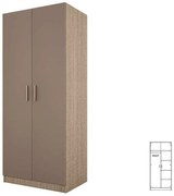 Ντουλάπα Δίφυλλη 1211007 Μόκα, 52x191x80, Genomax